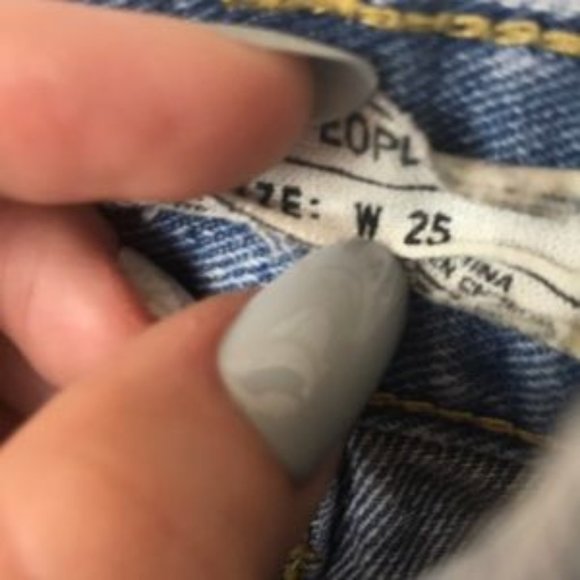 Free People Denim High Waisted Shorts W/ Lace Hem - Picture 3 of 4